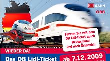 Werbung auf der Lidl-Homepage für die Bahn-Ticket-Aktion.