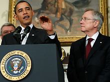 US-Präsident Barack Obama mit dem Mehrheitsführer der Demokraten im Senat Harry Reid.