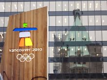 Das Logo der Olympischen Winterspiele 2010, fotografiert in der Innenstadt von Vancouver.