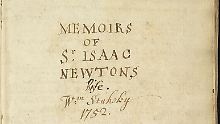Das Deckblatt der Biografie von Sir Isaac Newton, geschrieben von William Stukley.