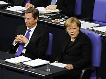 Angriffslustig gab sich die Kanzlerin. Ihre Rede wird ihrem Vizekanzler Westerwelle gut gefallen haben.
