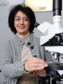Die Mineralogin Farahnaz Daliran vom Institut für Angewandte Geowissenschaften des Karlsruher Institut für Technologie (KIT) an ihrem Arbeitsplatz.