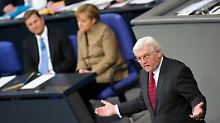 "Ausgesprochen jämmerlich": Oppositionsführer Steinmeier wird deutlich.