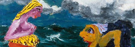 "Begegnung am Strand" (1920) ist eins von Emil Noldes Hauptwerken.