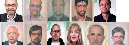Die Passfotos der verdächtigen Personen aus den gefälschten europäischen Pässen.