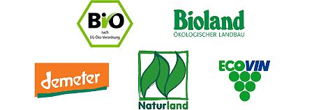 Deutsches Biosiegel, Bioland, Demeter, Naturland und Ecovin