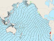 Diese Grafik zeigt die Ausbreitung des Tsunamis.