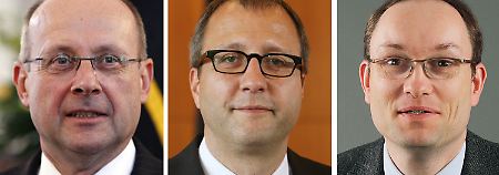 Karlsruhes neue Spitze: Die Verfassungsrichter Ferdinand Kirchhof, Andreas Voßkuhle sowie der Völkerrechtler Andreas Paulus (von links). 