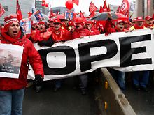 Belgiens Opelaner bei einer Protestaktion in Brüssel Ende Januar.
