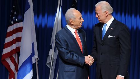 Peres (l) und Biden bei ihren Gesprächen in Jerusalem.