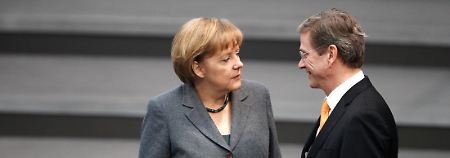 Merkel und Westerwelle - "da kommen wir nur durch Taten raus".