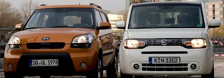 Japan gegen Korea, Nissan Cube vs. Kia Soul: Zwei hippe City-Mobile treten zum Vergleich an.