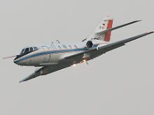 Der Forschungsflieger im Landeanflug in Oberpfaffenhofen bei München.