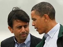Obama mit Louisianas Gouverneur Bobby Jindal.