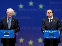 EU-Ratspräsident Van Rompuy und Kommissionspräsident Barroso nach dem Sondergipfel in Brüssel.