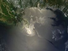 Satellitenaufnahme vom Golf von Mexiko: Das Öl breitet sich auf und unter der Wasseroberfläche unablässig aus.