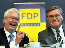 Kritik, aber nicht an Westerwelle: FDP-Landeschef Hahn und Ex-FDP-Chef Gerhardt auf dem hessischen Parteitag.