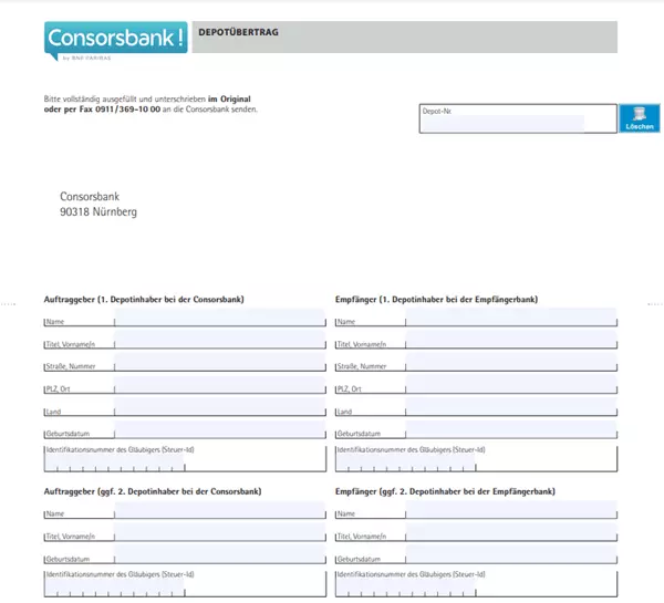 Consorsbank Depotübertrag