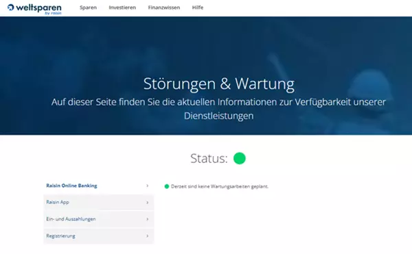 Weltsparen störungen