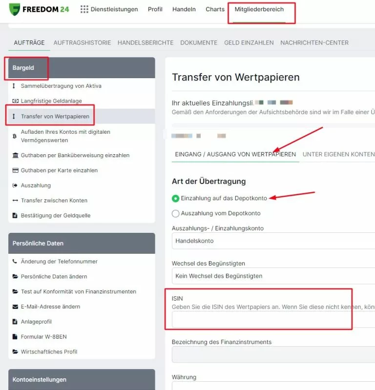 freedom24 depotübertrag