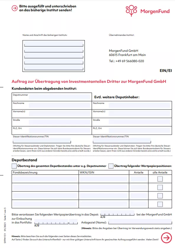 MorgenFund Depotübertrag