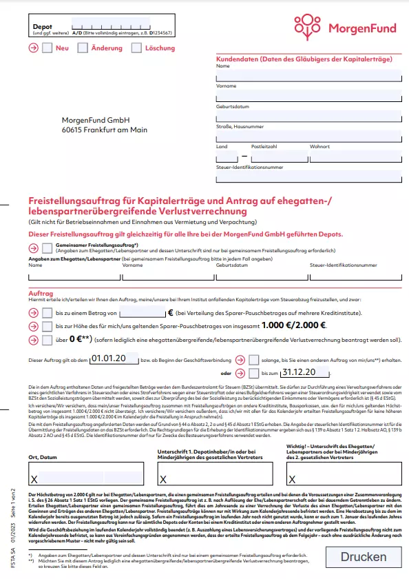 Morgenfund freistellungsauftrag
