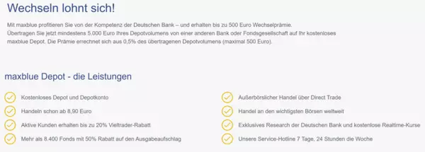 maxblue Depotübertrag