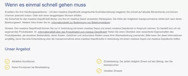 maxblue Wertpapierkredit