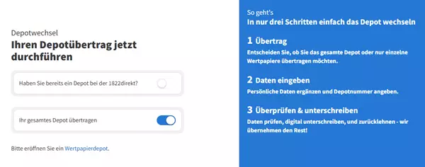 1822direkt depotübertrag