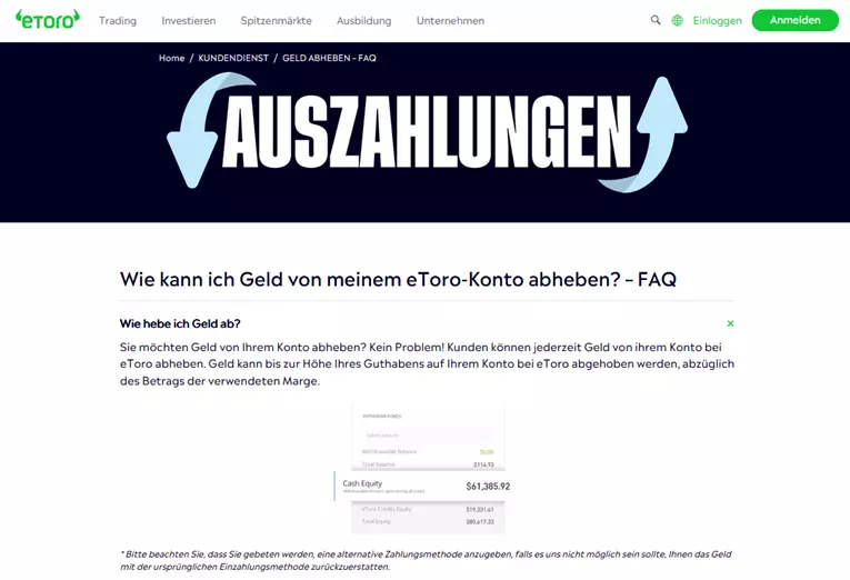 eToro auszahlung