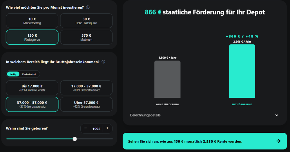 Altersvorsorgedepot rechner