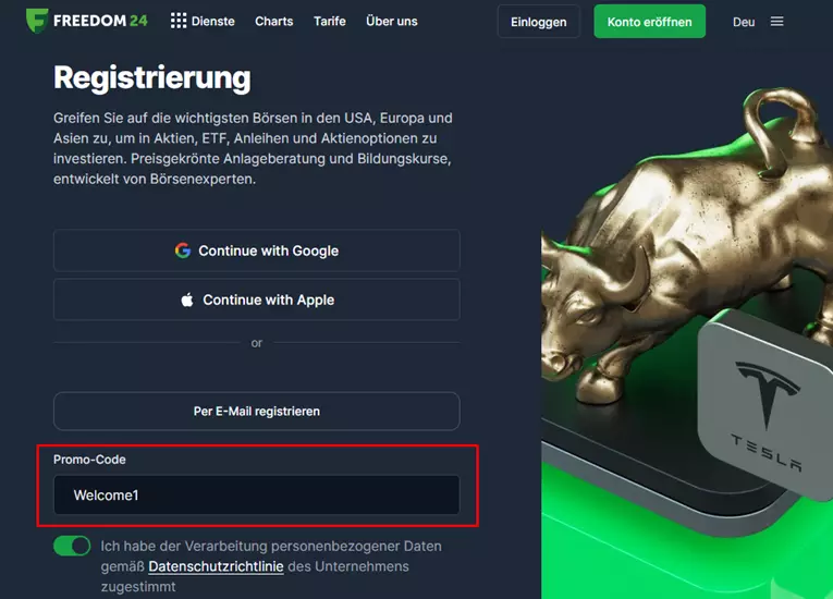 Freedom24 ANmeldung