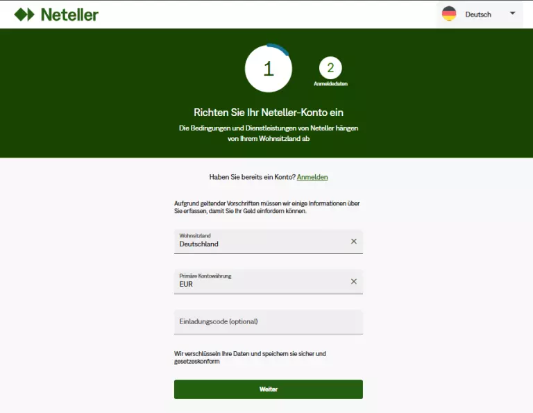 Neteller anmeldung