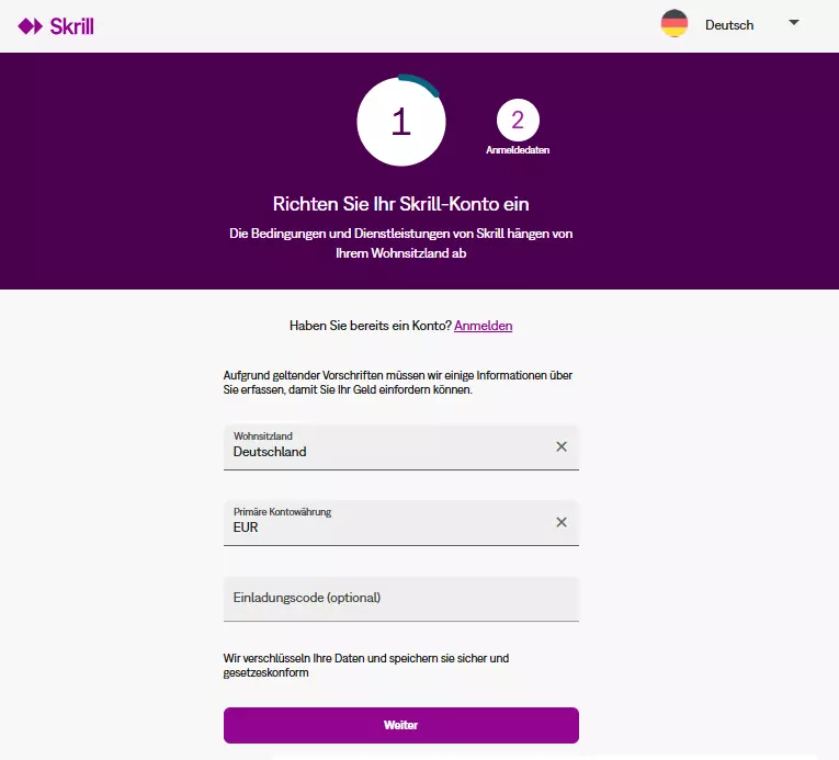 Skrill registriereung
