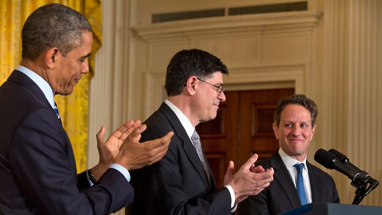 Barack Obama, Jack Lew und Timothy Geithner (v.l.): Mehr als 16,2 Billionen Schulden.