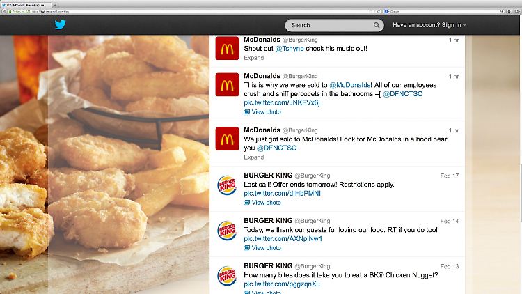 "Wir wurden gerade an McDonald's verkauft", war der erste Tweet nach dem Burger-Hack.