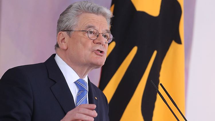 Gauck bei seiner Rede im Schloss Bellevue.