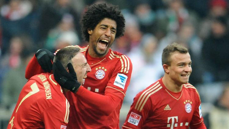 Suchen einen Gegner: Bayerns Franck Ribéry, Dante und Xherdan Shaqiri.