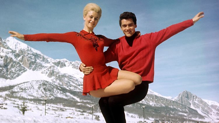 Marika Kilius und Hans-Jürgen Bäumler beim Training in Cortina d'Ampezzo (undatiertes Archivbild).