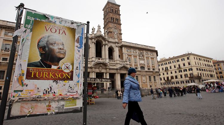 Direkt vor der päpstlichen Basilika Santa Maria Maggiore: "Wähle Peter Kodwo Appiah Turkson"