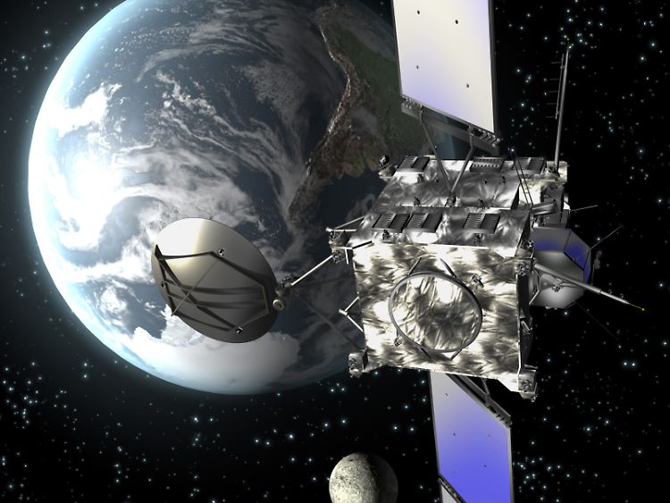 Die Raumsonde Rosetta in einer Computeranimation.