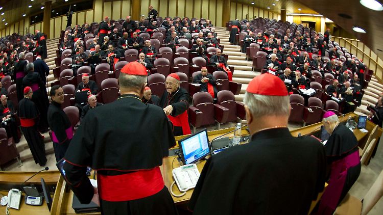 Erstes Treffen im Synodensaal im Vatikan.