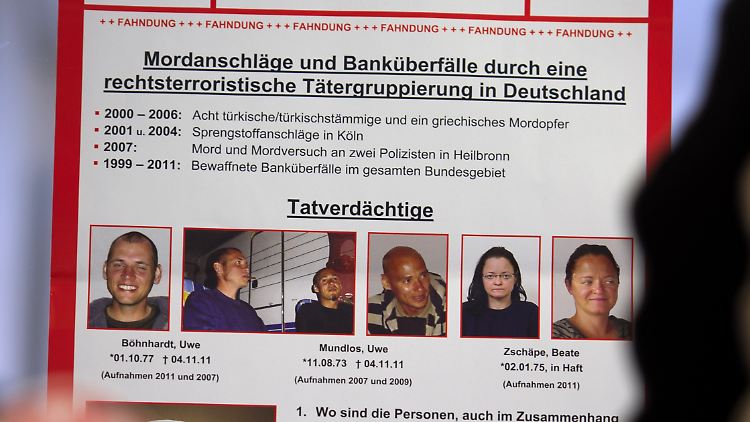 Fahnungsplakat von Uwe Böhnhardt, Uwe Mundlos und Beate Zschäpe.