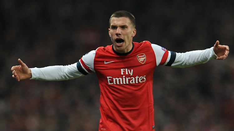 Leicht abgeschlagen: Lukas Podolski, FC Arsenal.