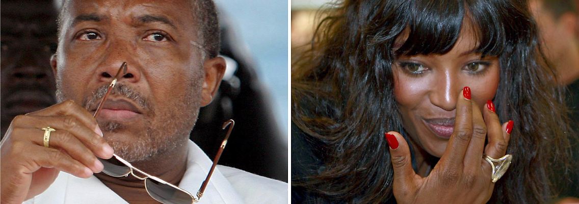 Der westafrikanische Diktator Charles Taylor (Archivfoto von 2003) und das britische Topmodel Naomi Campbell (Archivfoto von 2007).
