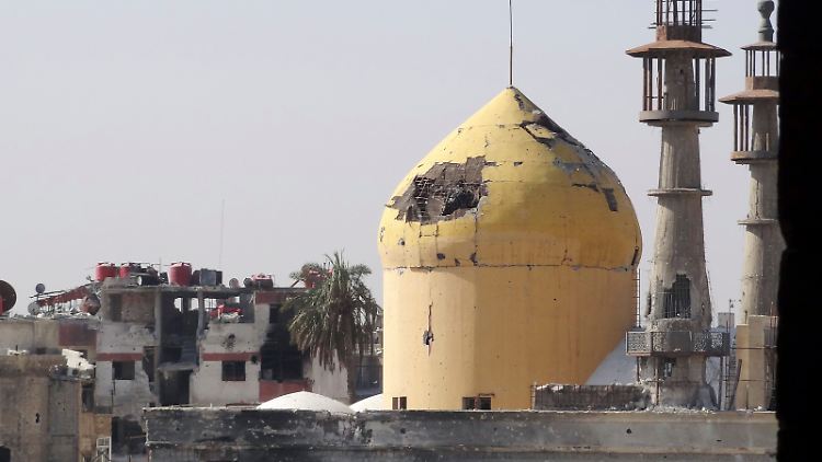 Die Iman-Moschee wurde durch den Anschlag stark beschädigt.