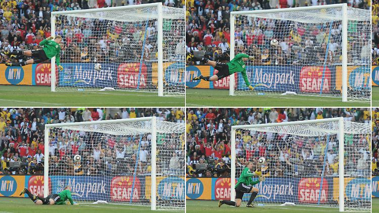 Gute Werbung für die Torlinientechnik: Manuel Neuer im Sommer 2010 nach dem nicht gegebenen, aber regulären Tor von Frank Lampard beim WM-Viertelfinale zwischen Deutschland und England (4:1).