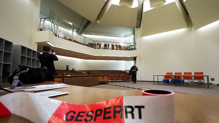 In dem im Umbau befindlichen Raum 101 des Oberlandesgerichts München soll ab dem 17. April der NSU-Prozess beginnen.