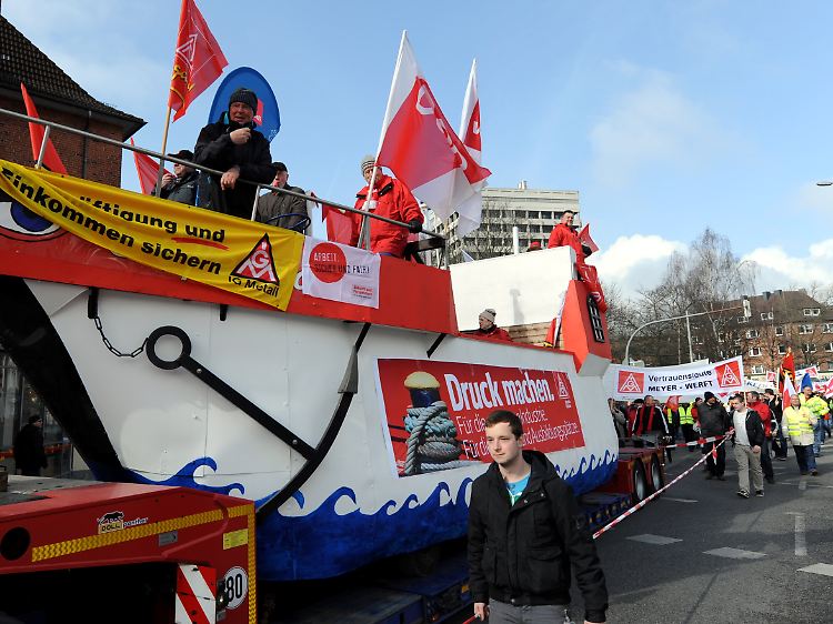 Protestzug zum Tagungsort: An der Küste hängen tausende Jobs direkt oder indirekt am Seeverkehr.