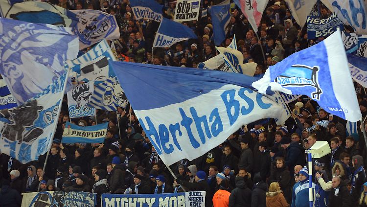 Aufsteigen macht Spaß: Herthas Fans im Berliner Olympiastadion.